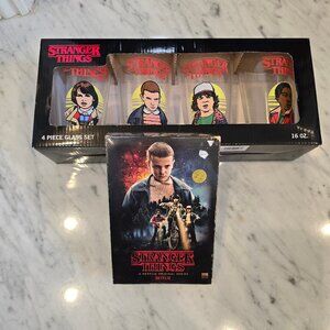 Stranger Things glasses and DVD Box set drinkware